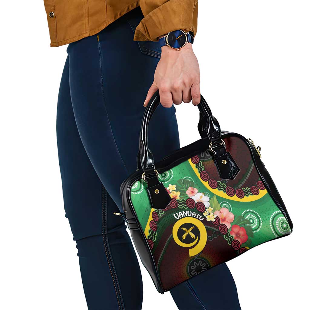 Long God Yumi Stanap Vanuatu Shoulder Handbag Tropical Flowers Aboriginal Pattern