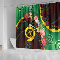 Long God Yumi Stanap Vanuatu Shower Curtain Tropical Flowers Aboriginal Pattern