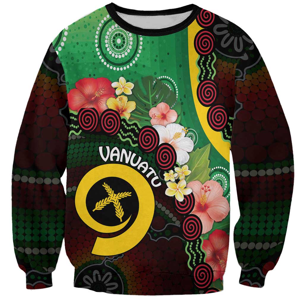 Long God Yumi Stanap Vanuatu Sweatshirt Tropical Flowers Aboriginal Pattern