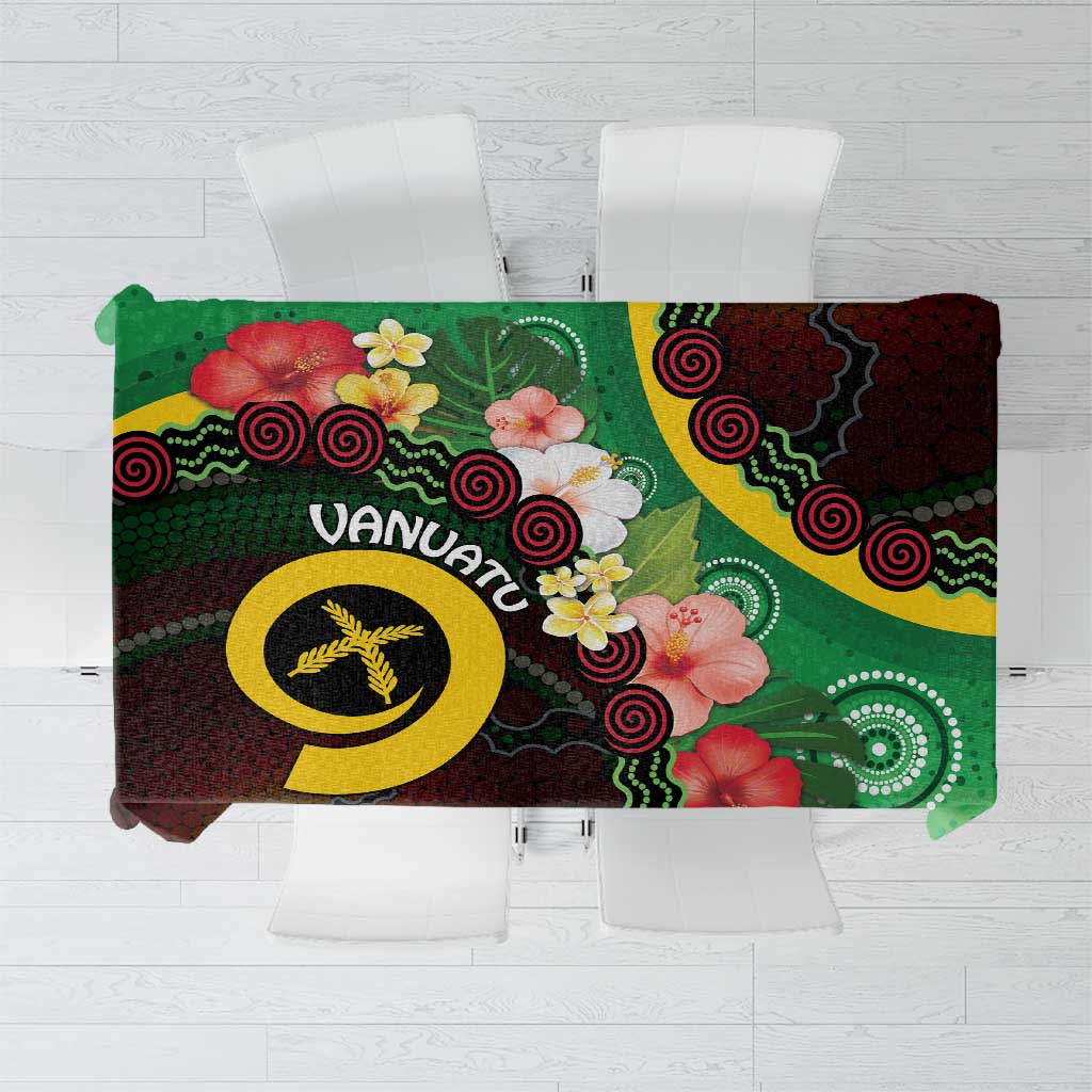 Long God Yumi Stanap Vanuatu Tablecloth Tropical Flowers Aboriginal Pattern
