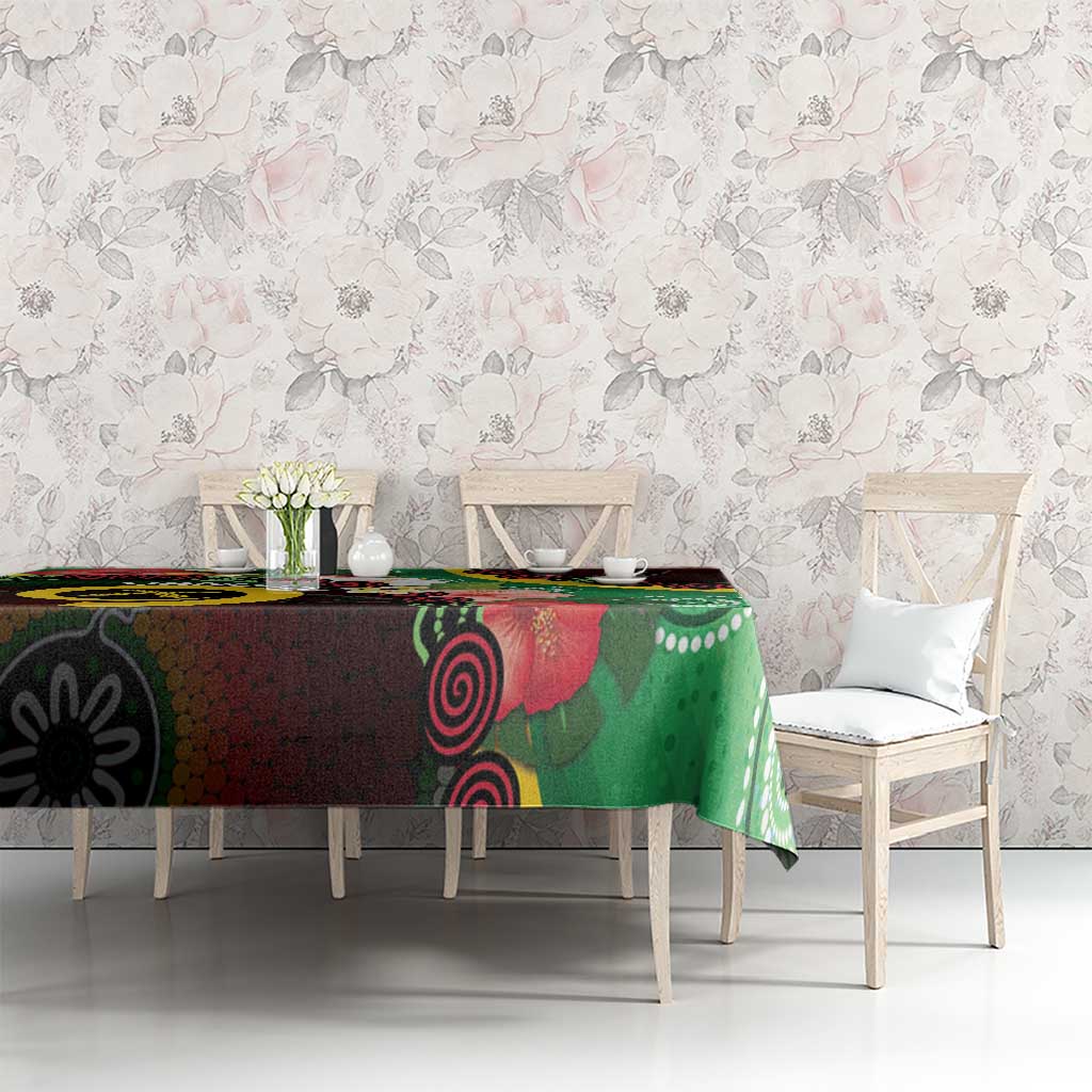 Long God Yumi Stanap Vanuatu Tablecloth Tropical Flowers Aboriginal Pattern