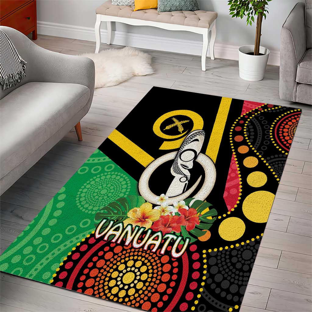 Tamtam Drum Vanuatu Area Rug Boar Tusk Aboriginal Flag Style LT14 - Polynesian Pride