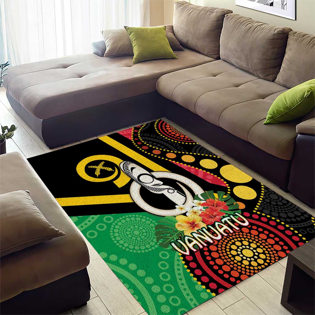 Tamtam Drum Vanuatu Area Rug Boar Tusk Aboriginal Flag Style LT14 - Polynesian Pride