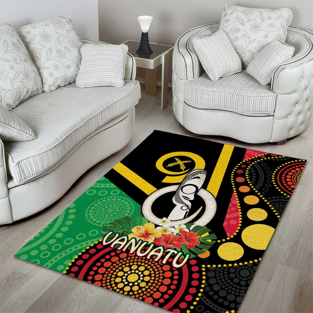 Tamtam Drum Vanuatu Area Rug Boar Tusk Aboriginal Flag Style LT14 - Polynesian Pride