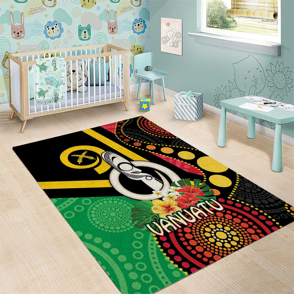 Tamtam Drum Vanuatu Area Rug Boar Tusk Aboriginal Flag Style LT14 - Polynesian Pride