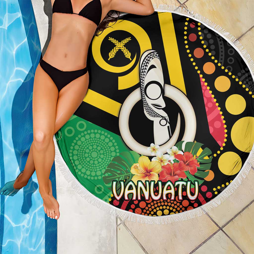 Tamtam Drum Vanuatu Beach Blanket Boar Tusk Aboriginal Flag Style
