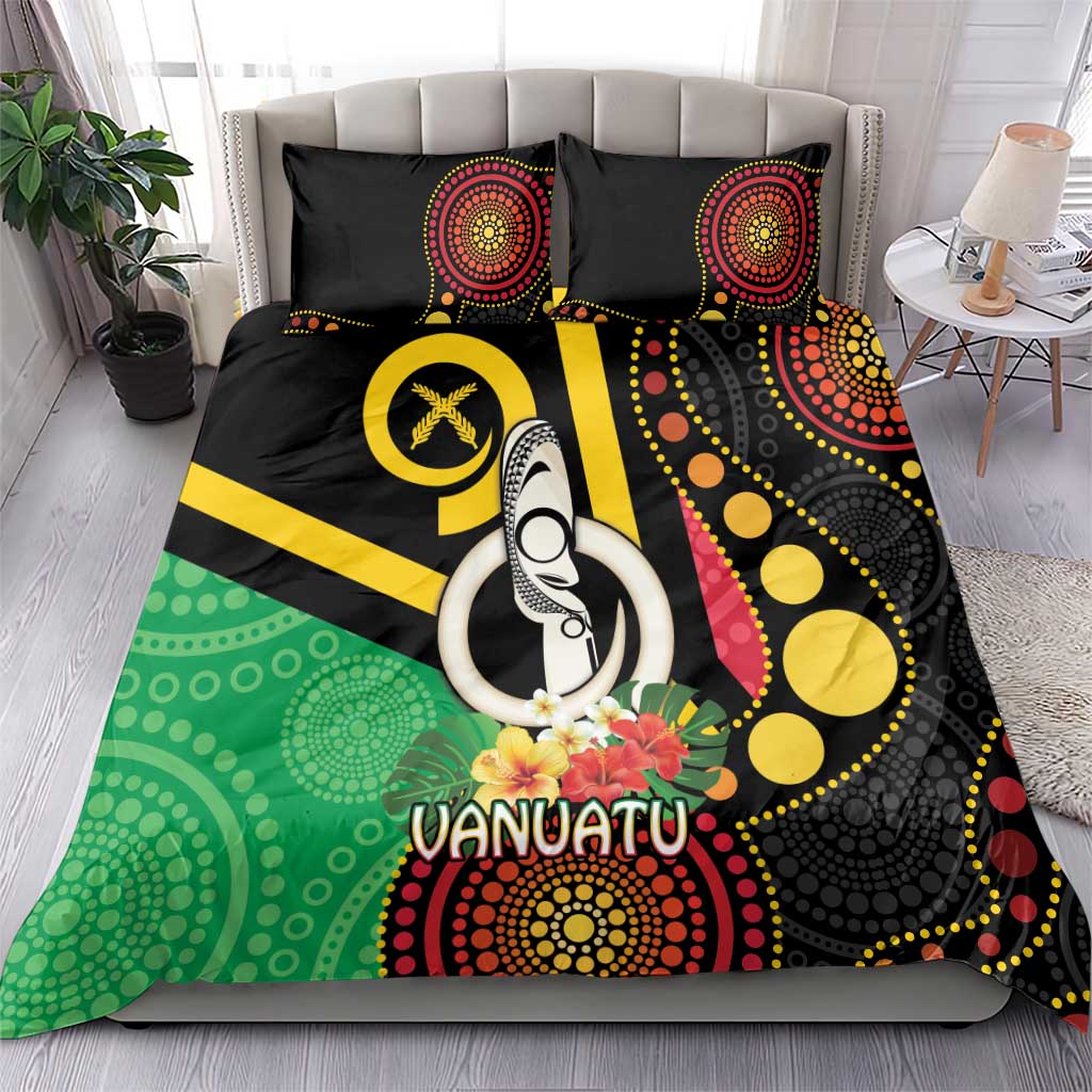 Tamtam Drum Vanuatu Bedding Set Boar Tusk Aboriginal Flag Style LT14 - Polynesian Pride