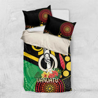 Tamtam Drum Vanuatu Bedding Set Boar Tusk Aboriginal Flag Style LT14 US Twin 172cm x 218cm Black - Polynesian Pride