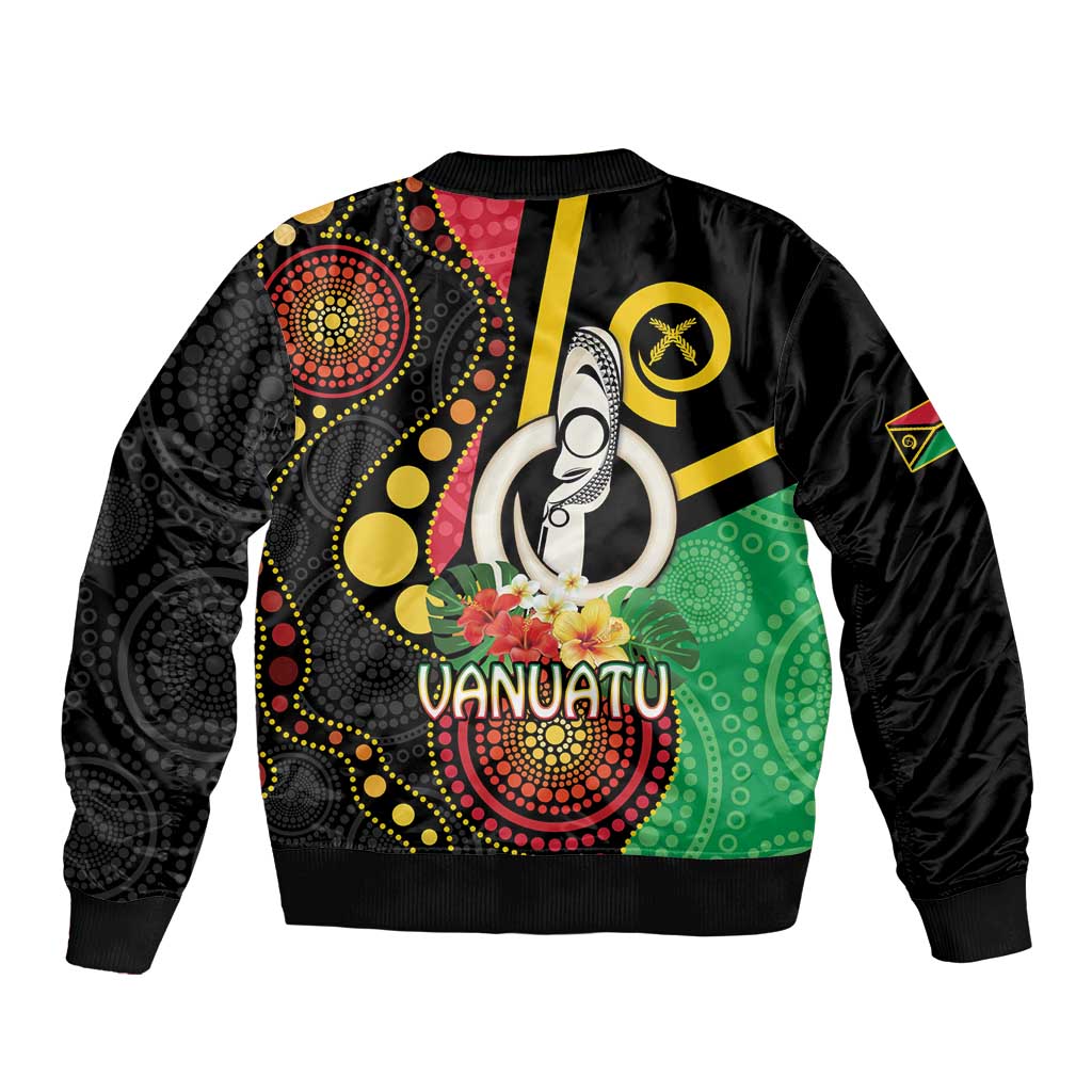Tamtam Drum Vanuatu Bomber Jacket Boar Tusk Aboriginal Flag Style
