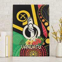 Tamtam Drum Vanuatu Canvas Wall Art Boar Tusk Aboriginal Flag Style LT14 Without Frame Black - Polynesian Pride