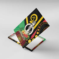 Tamtam Drum Vanuatu Canvas Wall Art Boar Tusk Aboriginal Flag Style LT14 With Frame Black - Polynesian Pride