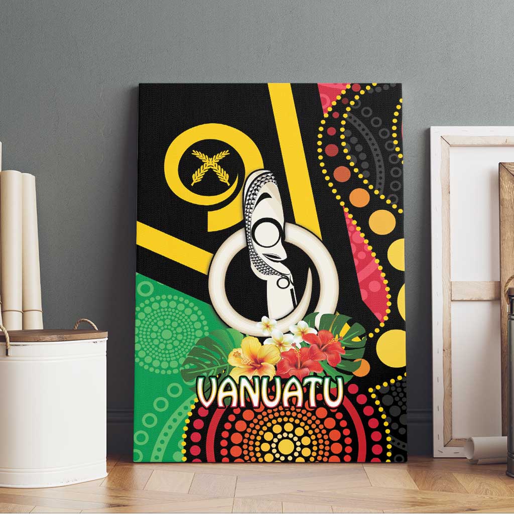 Tamtam Drum Vanuatu Canvas Wall Art Boar Tusk Aboriginal Flag Style LT14 - Polynesian Pride