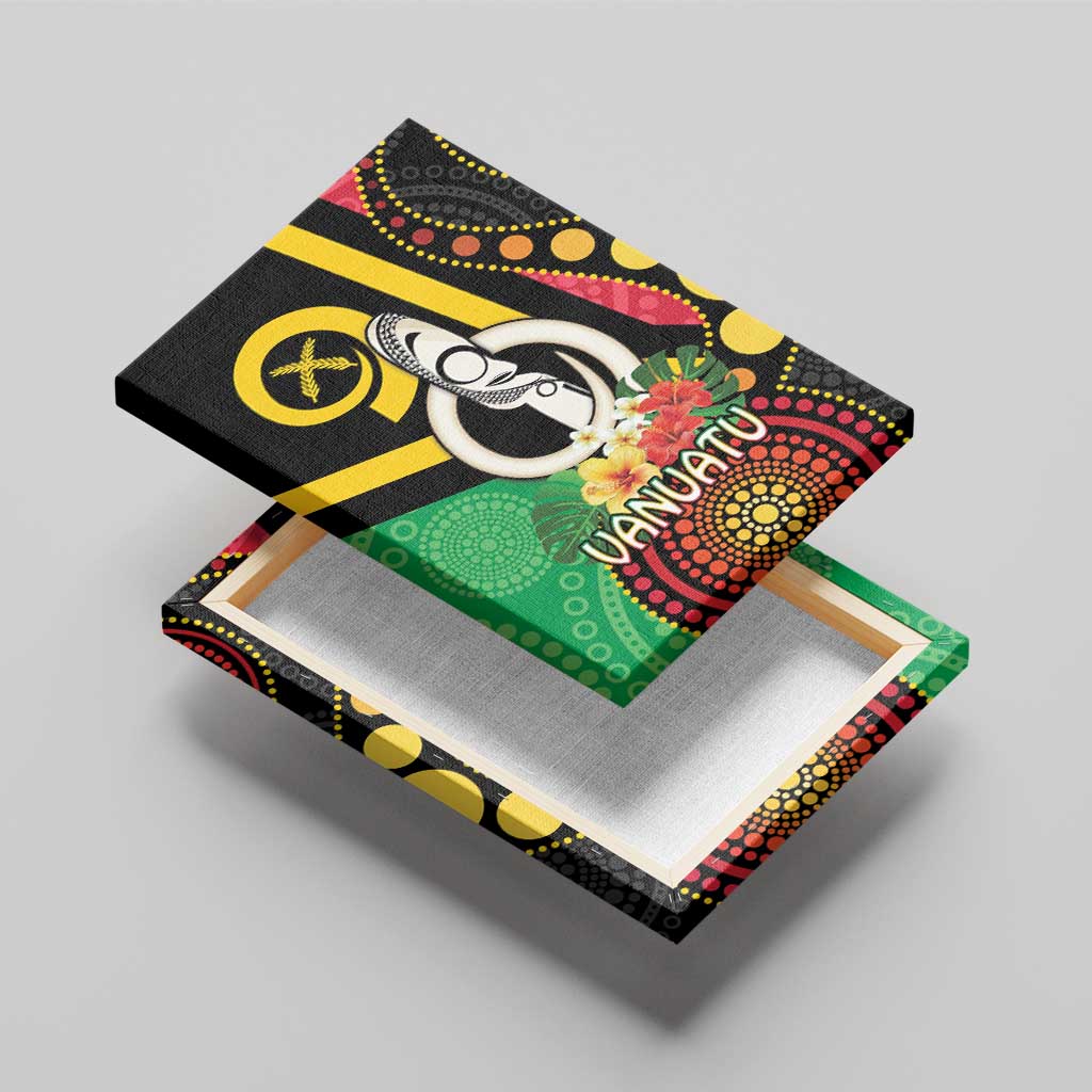 Tamtam Drum Vanuatu Canvas Wall Art Boar Tusk Aboriginal Flag Style LT14 - Polynesian Pride