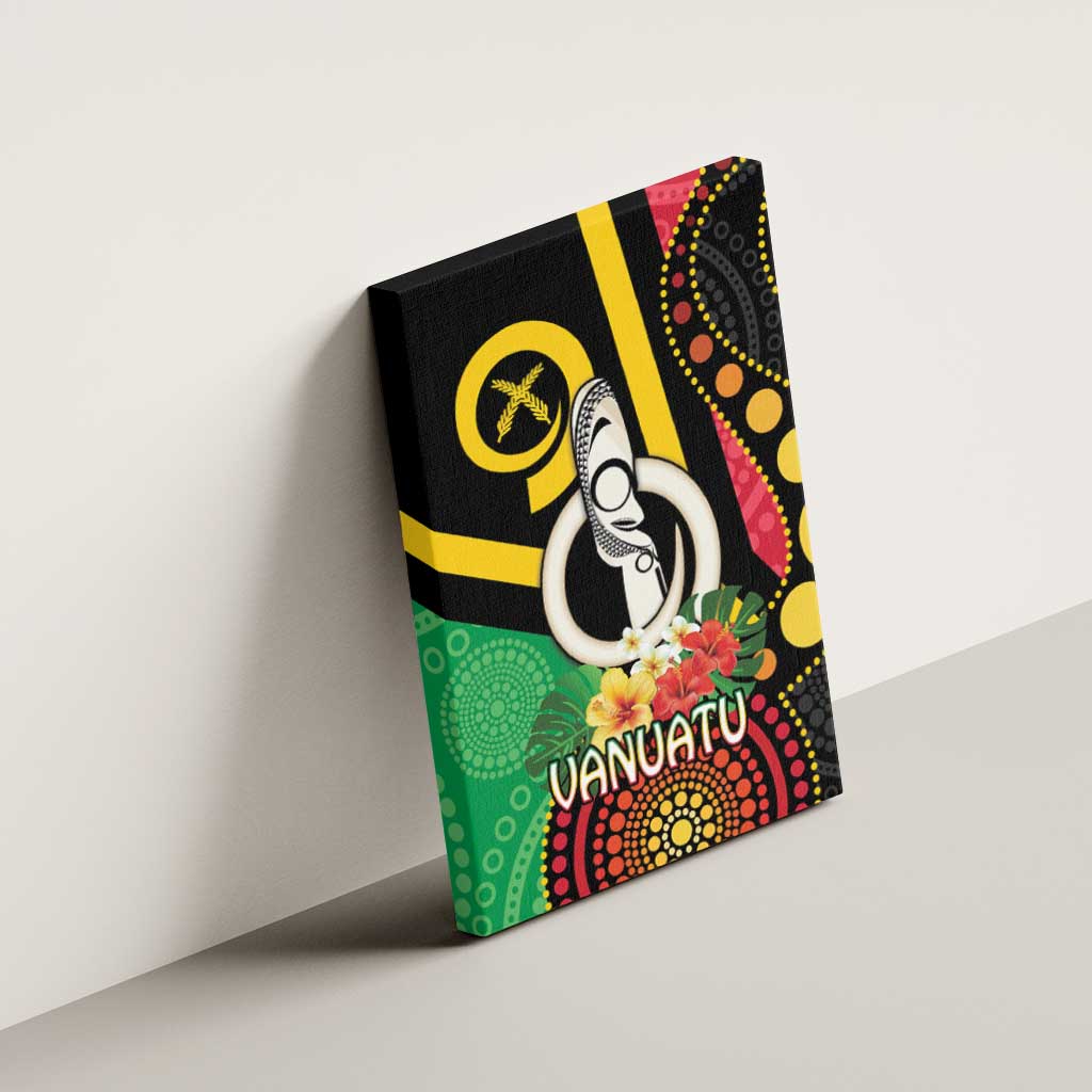 Tamtam Drum Vanuatu Canvas Wall Art Boar Tusk Aboriginal Flag Style LT14 - Polynesian Pride