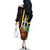 Tamtam Drum Vanuatu Family Matching Off The Shoulder Long Sleeve Dress and Hawaiian Shirt Boar Tusk Aboriginal Flag Style