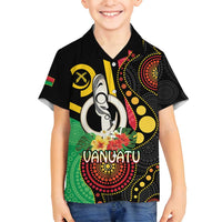 Tamtam Drum Vanuatu Family Matching Off Shoulder Maxi Dress and Hawaiian Shirt Boar Tusk Aboriginal Flag Style