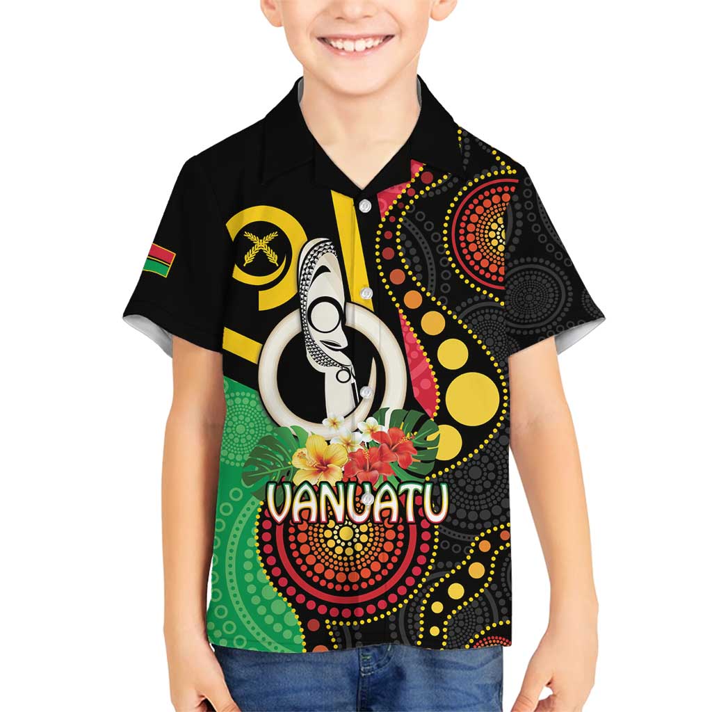 Tamtam Drum Vanuatu Family Matching Puletasi and Hawaiian Shirt Boar Tusk Aboriginal Flag Style