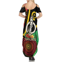 Tamtam Drum Vanuatu Family Matching Summer Maxi Dress and Hawaiian Shirt Boar Tusk Aboriginal Flag Style