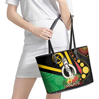 Tamtam Drum Vanuatu Leather Tote Bag Boar Tusk Aboriginal Flag Style