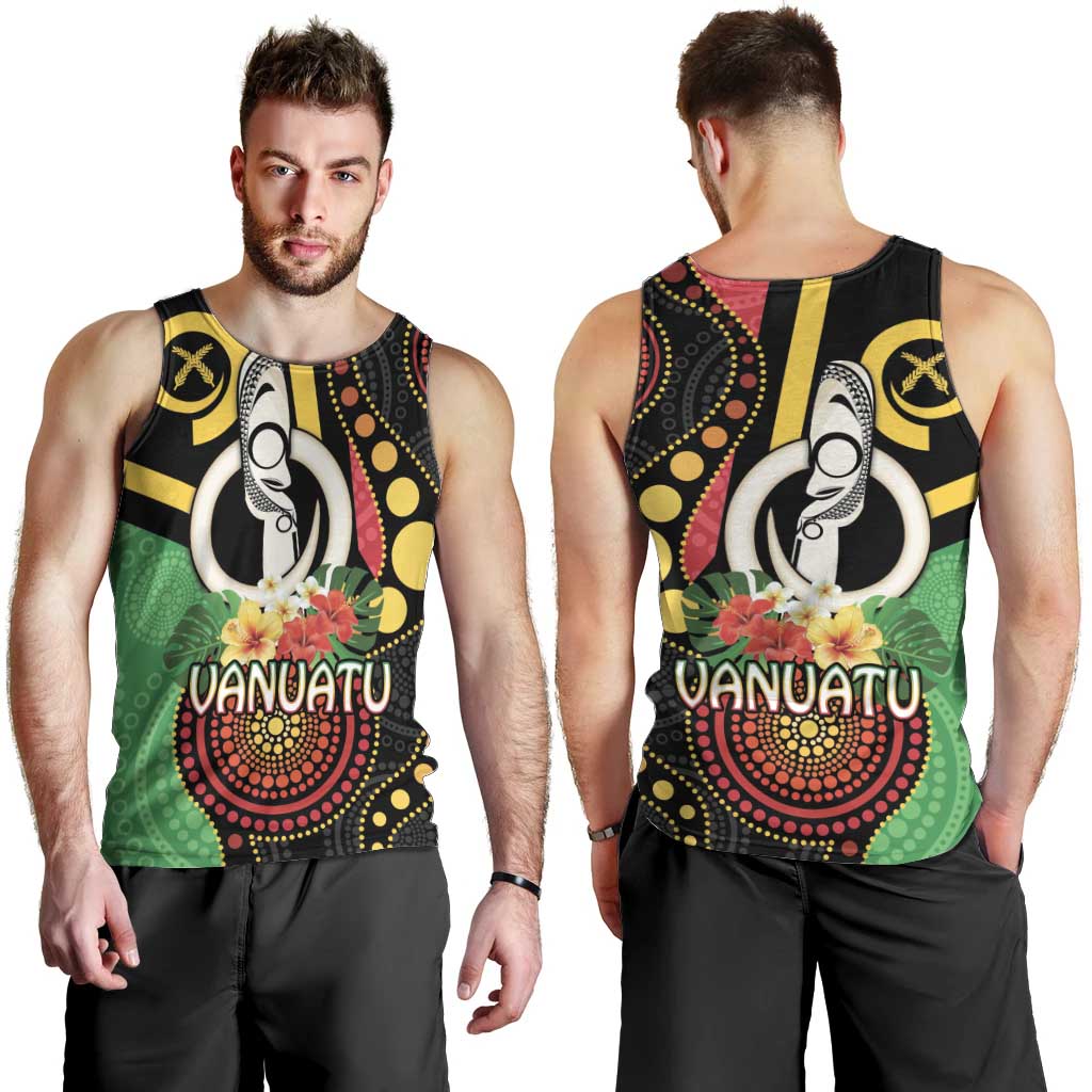 Tamtam Drum Vanuatu Men Tank Top Boar Tusk Aboriginal Flag Style