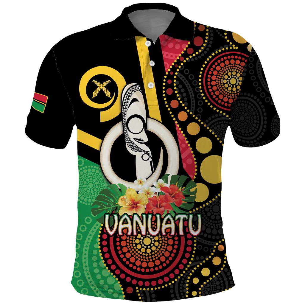 Tamtam Drum Vanuatu Polo Shirt Boar Tusk Aboriginal Flag Style