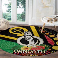 Tamtam Drum Vanuatu Round Carpet Boar Tusk Aboriginal Flag Style