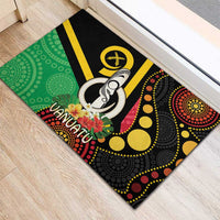 Tamtam Drum Vanuatu Rubber Doormat Boar Tusk Aboriginal Flag Style