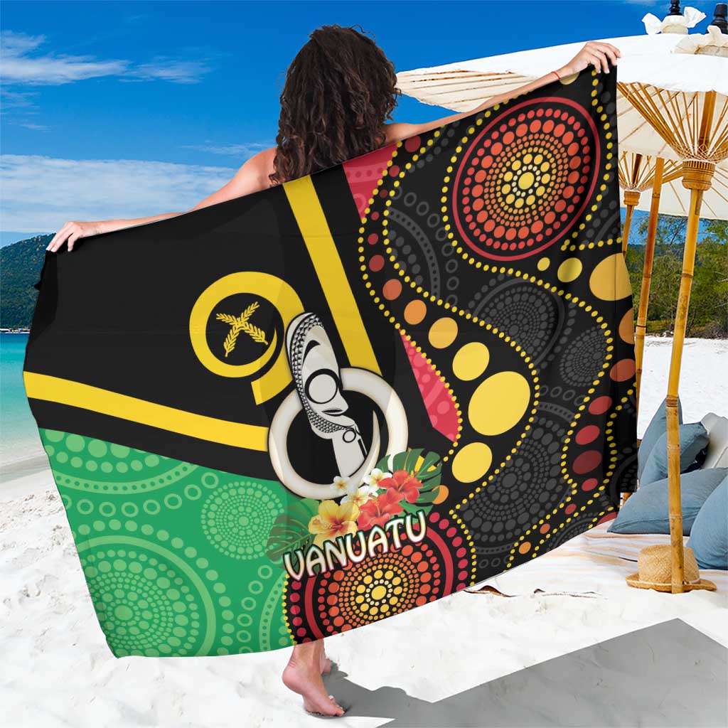 Tamtam Drum Vanuatu Sarong Boar Tusk Aboriginal Flag Style LT14 One Size 44 x 66 inches Black - Polynesian Pride