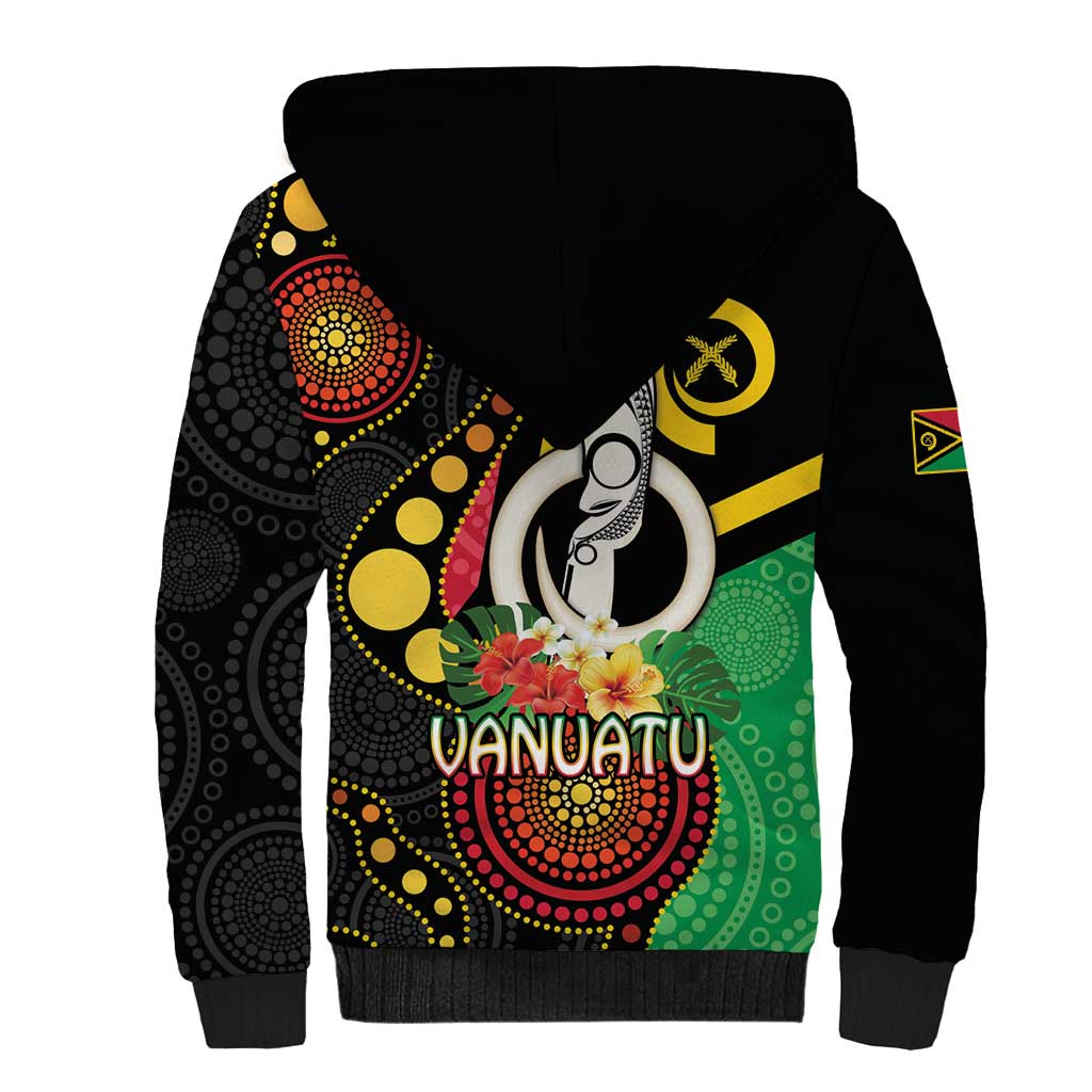 Tamtam Drum Vanuatu Sherpa Hoodie Boar Tusk Aboriginal Flag Style