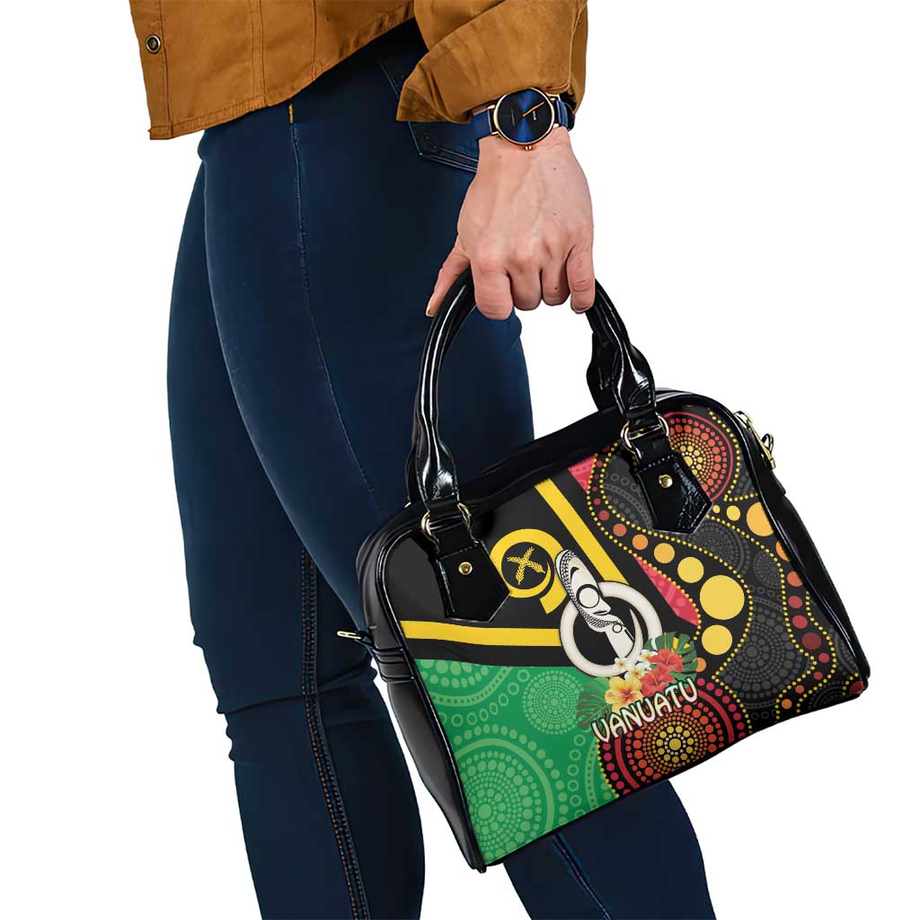 Tamtam Drum Vanuatu Shoulder Handbag Boar Tusk Aboriginal Flag Style