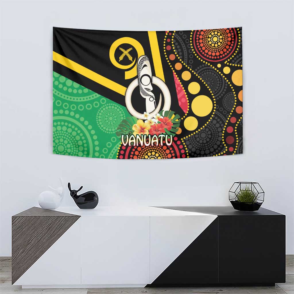 Tamtam Drum Vanuatu Tapestry Boar Tusk Aboriginal Flag Style