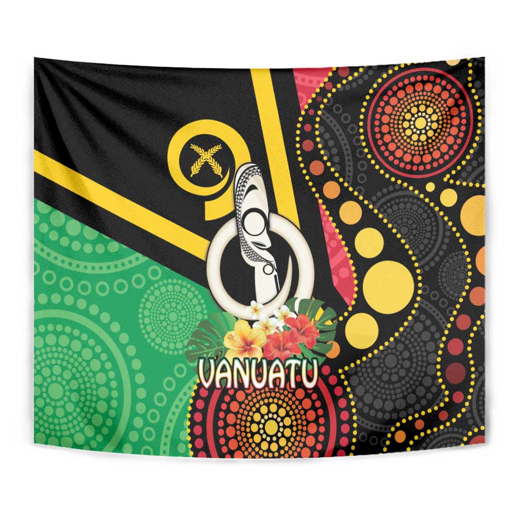 Tamtam Drum Vanuatu Tapestry Boar Tusk Aboriginal Flag Style