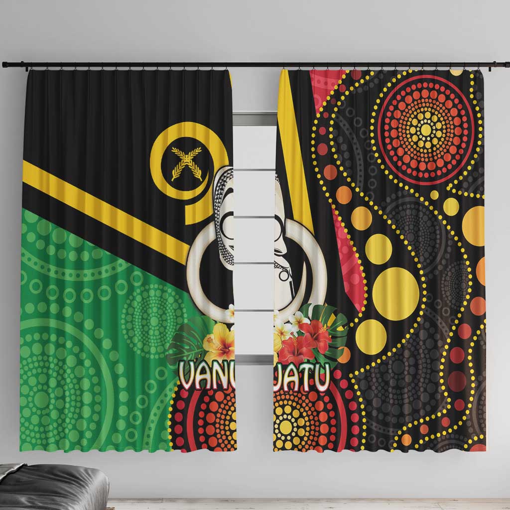 Tamtam Drum Vanuatu Window Curtain Boar Tusk Aboriginal Flag Style LT14 With Hooks Black - Polynesian Pride