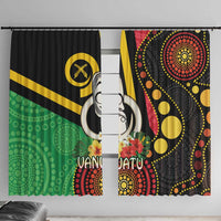 Tamtam Drum Vanuatu Window Curtain Boar Tusk Aboriginal Flag Style LT14 With Hooks Black - Polynesian Pride