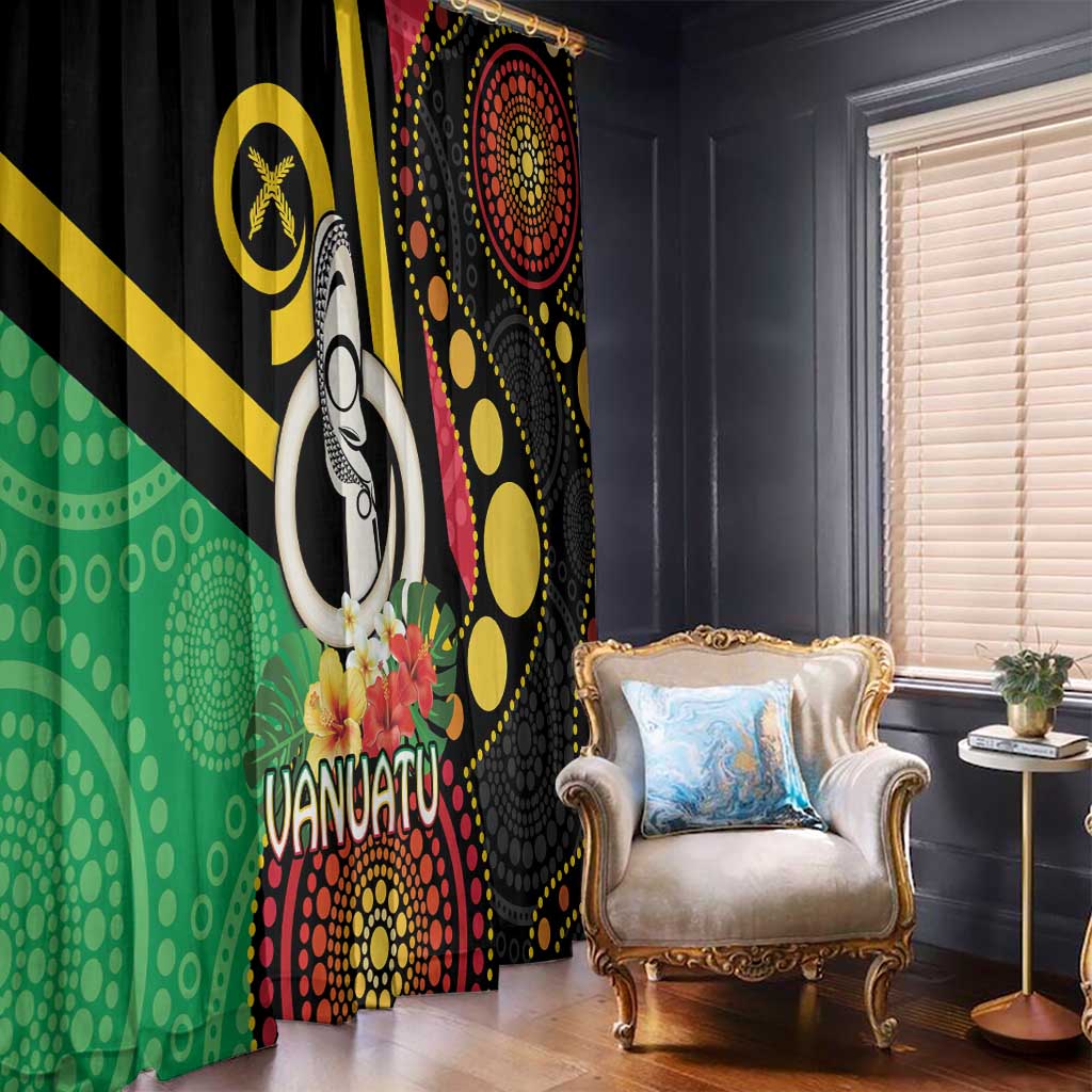 Tamtam Drum Vanuatu Window Curtain Boar Tusk Aboriginal Flag Style LT14 - Polynesian Pride