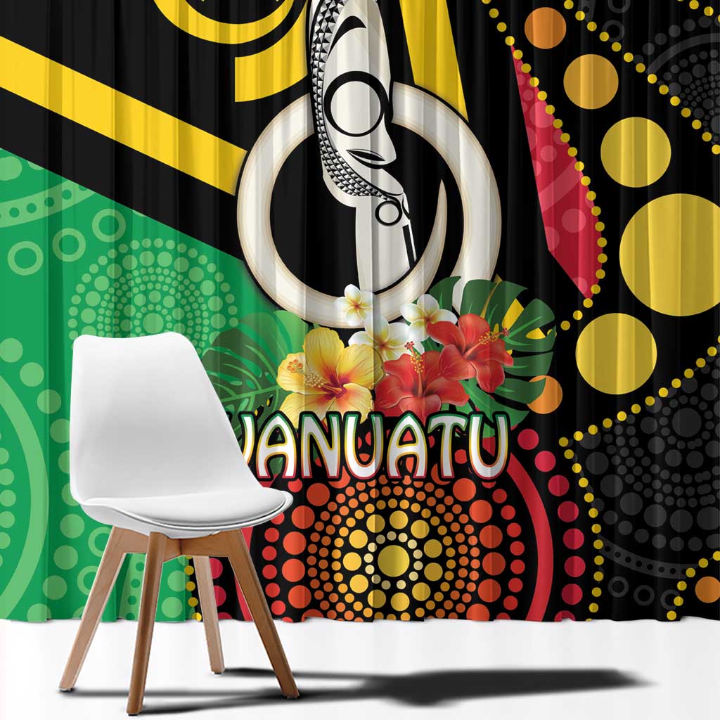 Tamtam Drum Vanuatu Window Curtain Boar Tusk Aboriginal Flag Style LT14 - Polynesian Pride