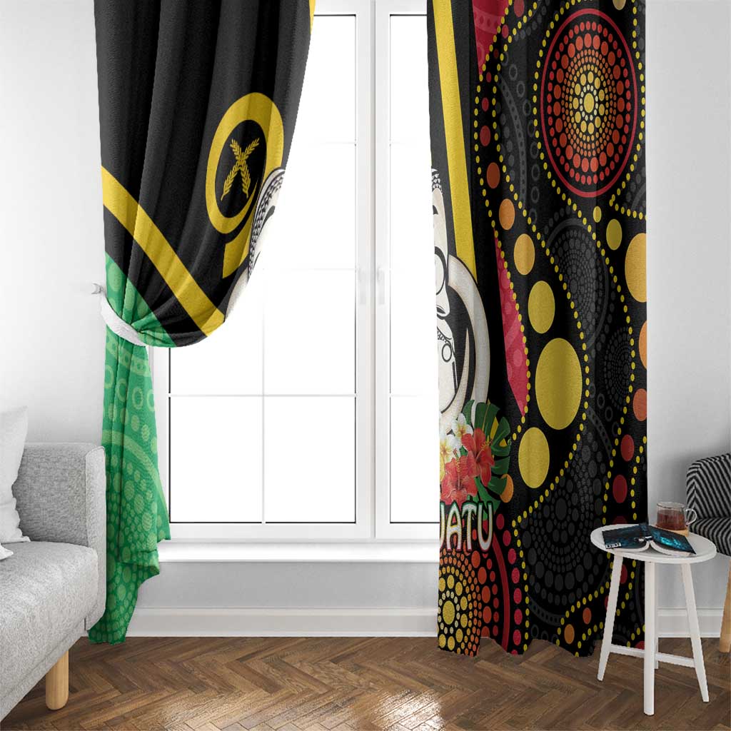 Tamtam Drum Vanuatu Window Curtain Boar Tusk Aboriginal Flag Style LT14 - Polynesian Pride