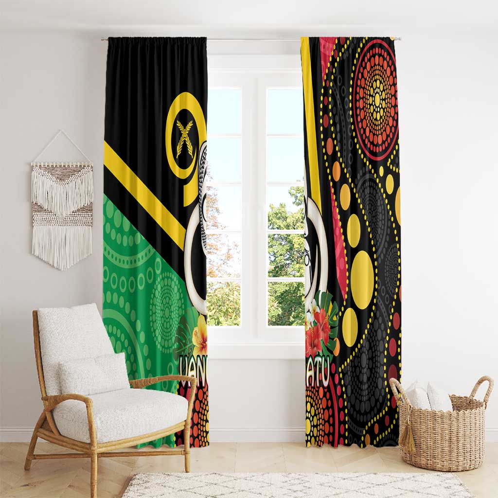 Tamtam Drum Vanuatu Window Curtain Boar Tusk Aboriginal Flag Style LT14 - Polynesian Pride