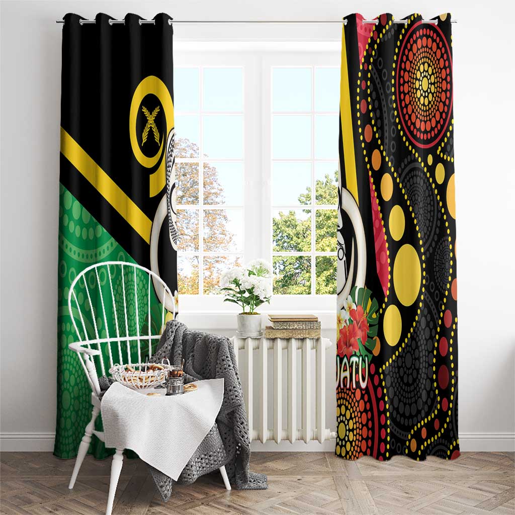 Tamtam Drum Vanuatu Window Curtain Boar Tusk Aboriginal Flag Style LT14 - Polynesian Pride
