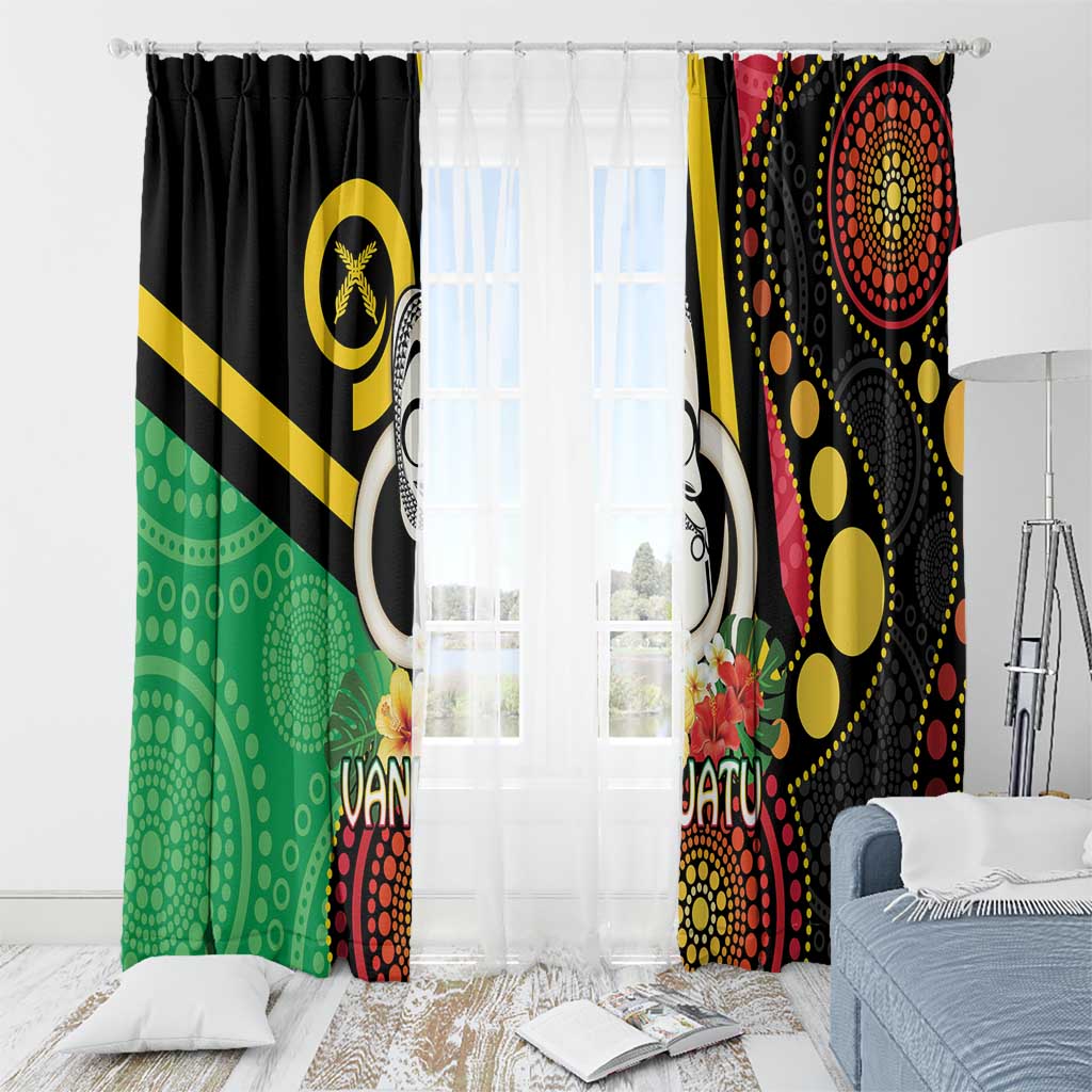 Tamtam Drum Vanuatu Window Curtain Boar Tusk Aboriginal Flag Style LT14 - Polynesian Pride
