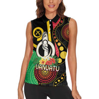 Tamtam Drum Vanuatu Women Sleeveless Polo Shirt Boar Tusk Aboriginal Flag Style