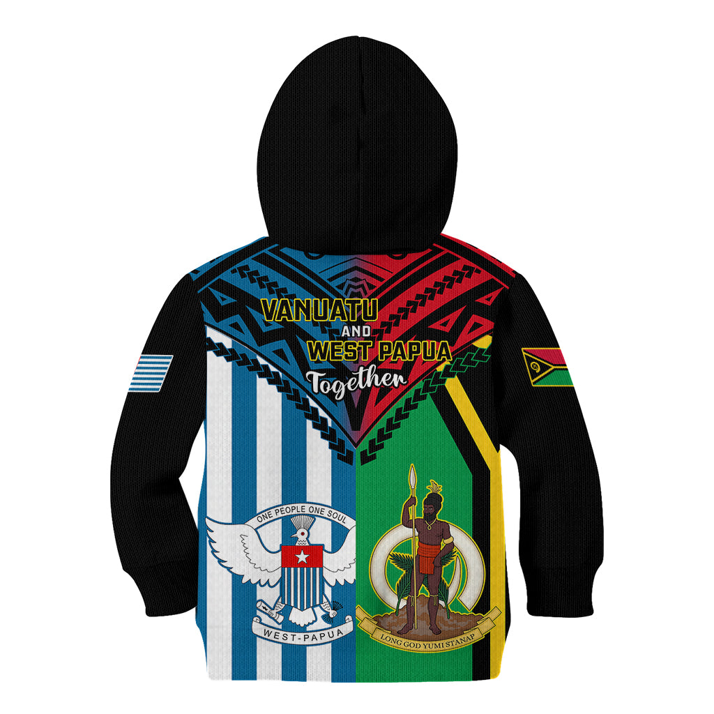 Vanuatu And West Papua Kid Hoodie Coat Of Arms Mix Flag Style LT14 - Polynesian Pride