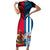 Vanuatu And West Papua Short Sleeve Bodycon Dress Coat Of Arms Mix Flag Style LT14 Long Dress Black - Polynesian Pride