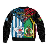 Vanuatu And West Papua Sleeve Zip Bomber Jacket Coat Of Arms Mix Flag Style LT14 - Polynesian Pride