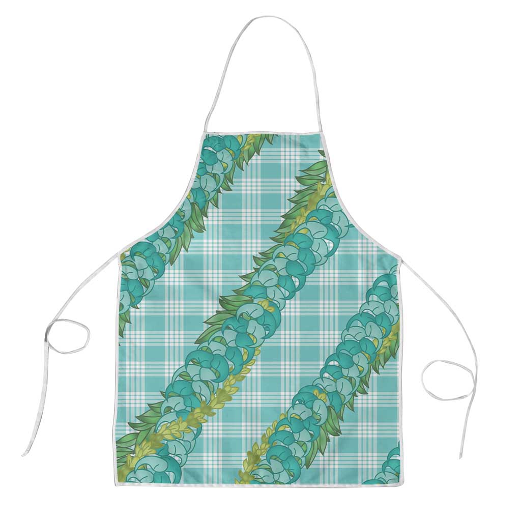 Hawaii Jade Vine Lei Apron Aloha Palaka Motif - Turquoise - Polynesian Pride