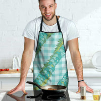 Hawaii Jade Vine Lei Apron Aloha Palaka Motif - Turquoise - Polynesian Pride