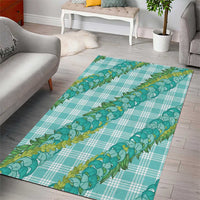 Hawaii Jade Vine Lei Area Rug Aloha Palaka Motif - Turquoise - Polynesian Pride