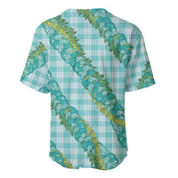 Hawaii Jade Vine Lei Baseball Jersey Aloha Palaka Motif - Turquoise - Polynesian Pride