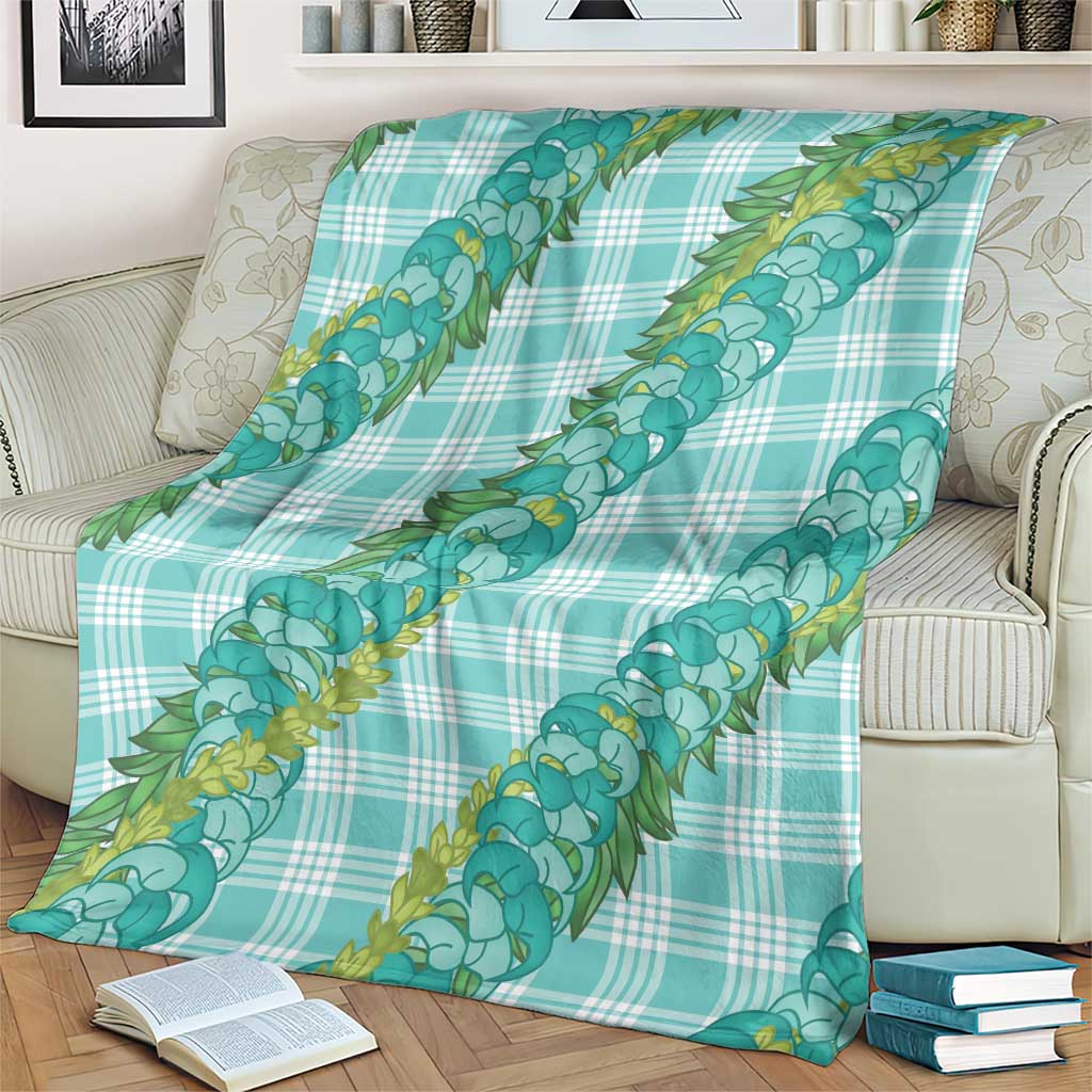 Hawaii Jade Vine Lei Blanket Aloha Palaka Motif - Turquoise - Polynesian Pride