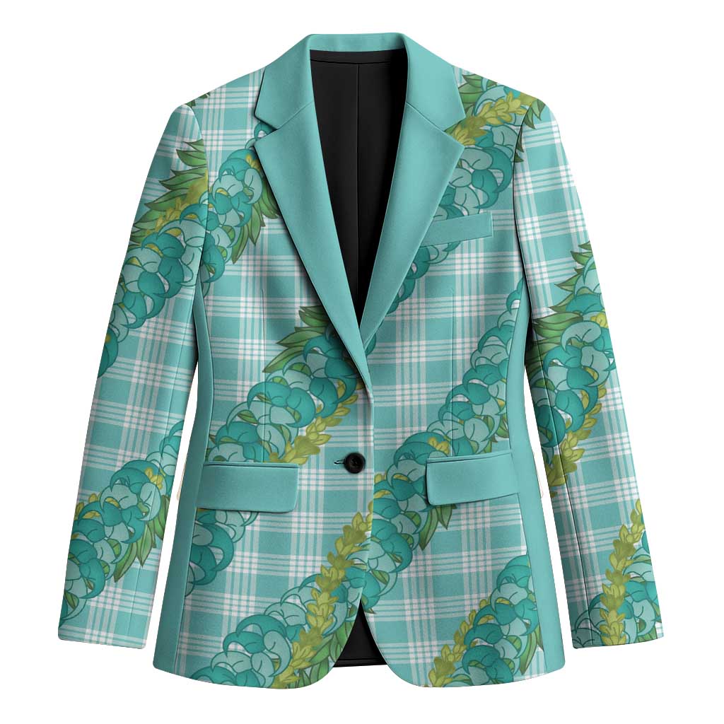 Hawaii Jade Vine Lei Blazer Aloha Palaka Motif - Turquoise LT14 Unisex Turquoise - Polynesian Pride